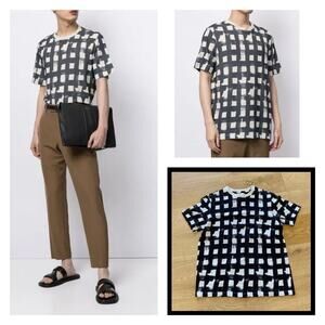 Bally Brushstroke Print T shirt in Black and Light Gray Size 38